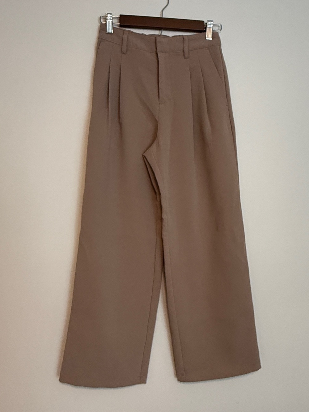 High Waisted Trousers Women 0 PETITE Pleated Wide Leg Old money Classic Brown